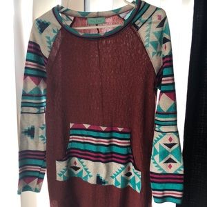 Long sleeved Aztec style shirt